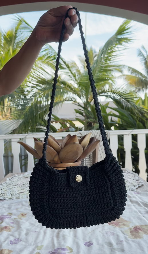 Sac Noir Brut – Sac Crochet Essentiel