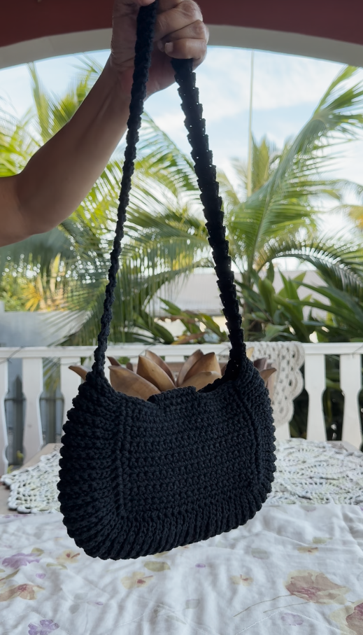 Sac Noir Brut – Sac Crochet Essentiel