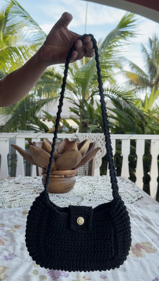 Sac Noir Brut – Sac Crochet Essentiel