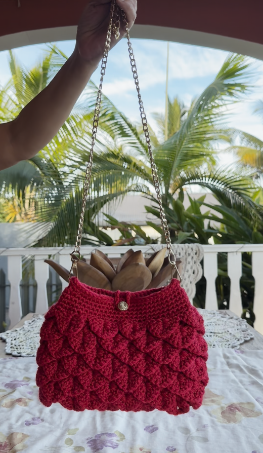 Sac Rouge Intense - Sac Crochet Sculpté