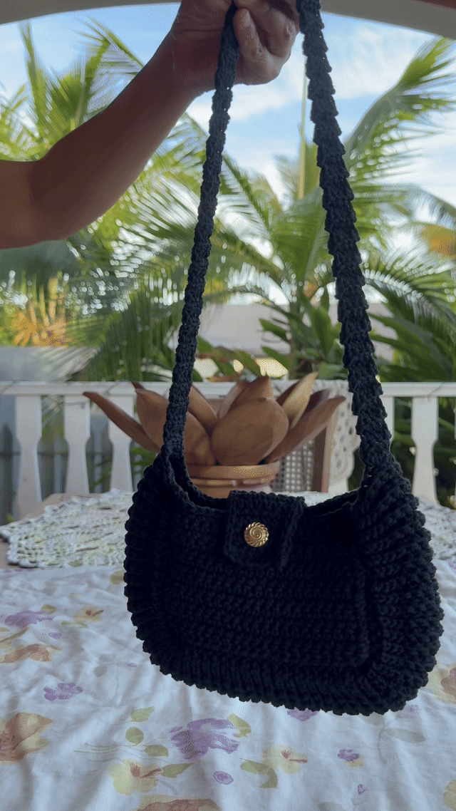 Sac Noir Brut – Sac Crochet Essentiel